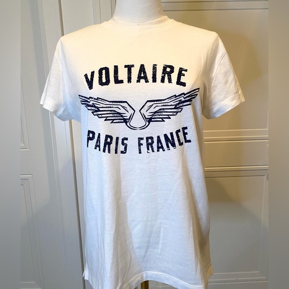 Zadig & Voltaire Tops - Zadig & Voltaire Navy and White Graphic Tee NWT Size Small